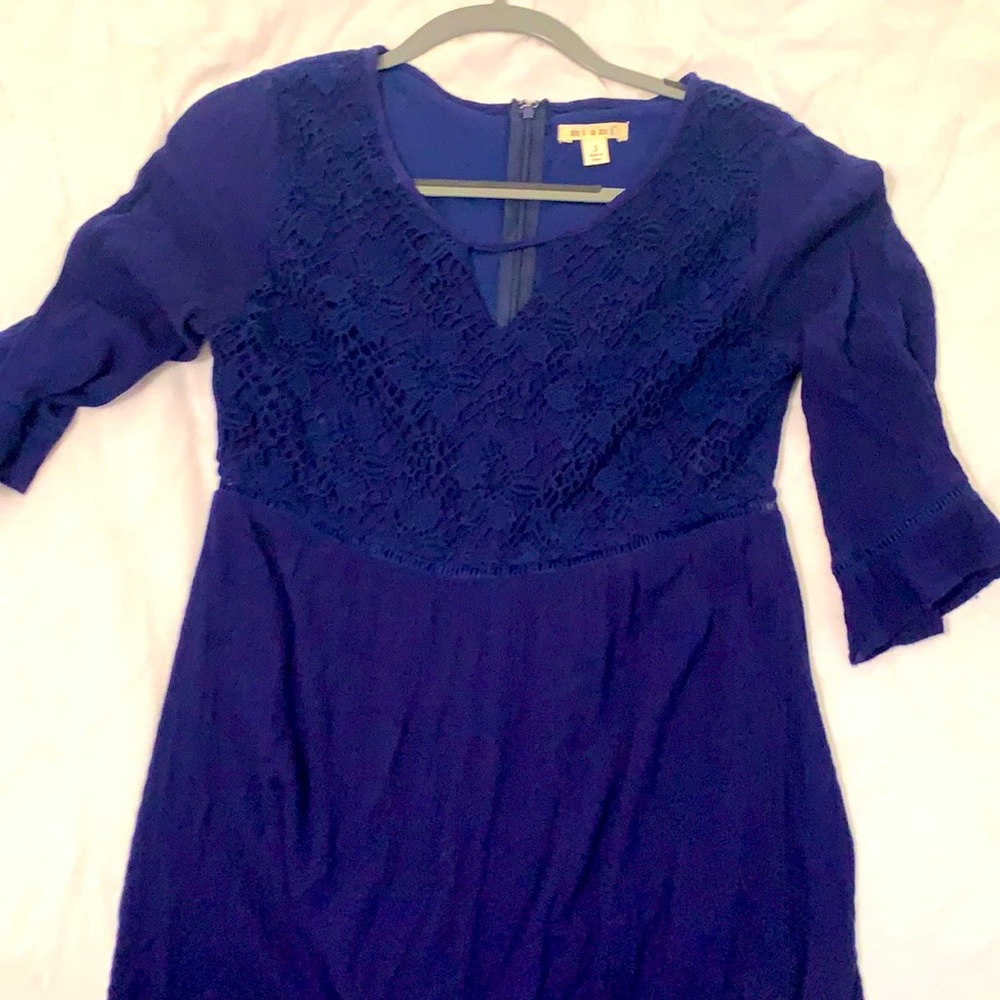 Francescas Navy Blue Midlength Sleeves Miami Dress